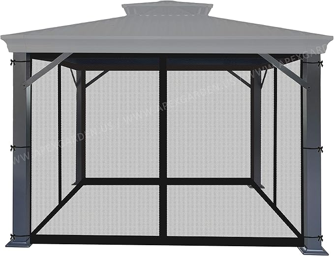 APEX GARDEN 10-ft x 10-ft Gazebo Replacement Mosquito Screen Netting (Black)