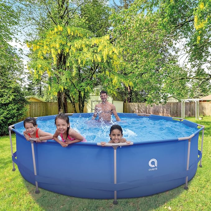 Avenli 12' x 30" Round Metal Framed Above Ground Outdoor Backyard Swimming Pool with Simple Quick Connection Filter Pump and 1,617 Gal Water Capacity