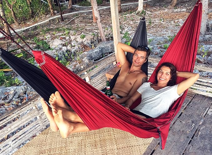 Hammock Bliss Tandem - One Hammock with Two Separate Spaces Allows Two People to Hang Together in Bliss - Great for Couples Or Create Double Layer Hammock