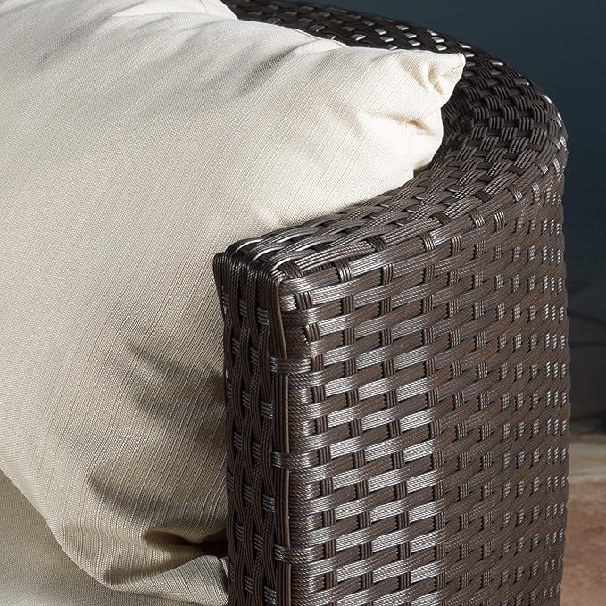 Christopher Knight Home Kono PE Wicker Chat Set, 3-Pcs Set, Brown