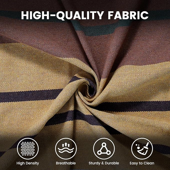 Lazy Daze Hammocks Cotton Fabric Double Hammock with 55" Spreader Bar, Portable Camping Hammock with Carrying Bag & Tree Straps for Patio, Backyard, Balcony, 450lbs Capacity, Brown & Khaki