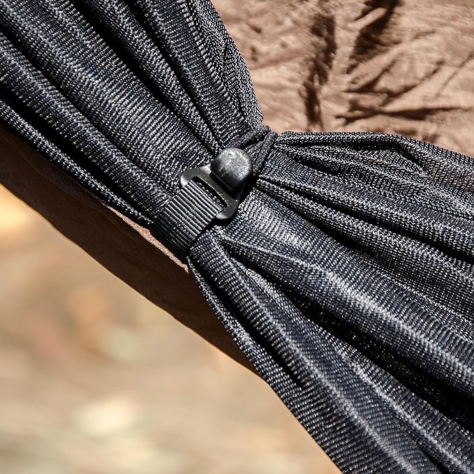 Go Camping Hammock 2.0 w/ Built-In Mosquito Net - Slate Gray by Go Outfitters: 11' Long X 64" Wide |Includes 2 Premium Aluminum Carabiners, Rapid Deployment Bag, 4 Stakes & 4 Shock Cords