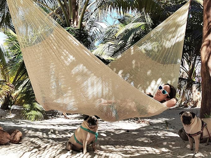 Traditional Maya Hammock -Natural Hammock (Large) - Thick Nylon Thread