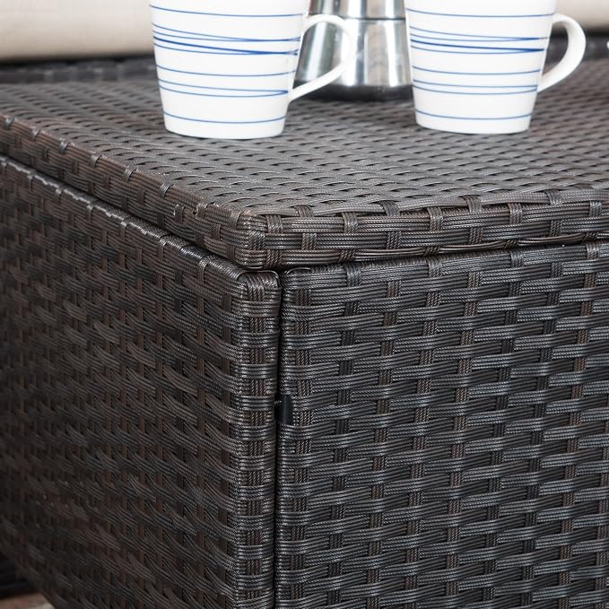 Christopher Knight Home Puerta Wicker Chat Set (4 Piece), Beige/Dark Brown
