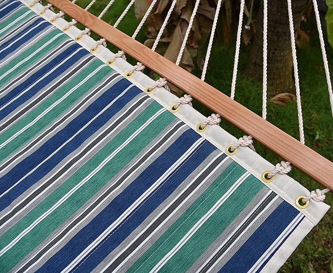 Quilted Hammock (Green & Blue Stripe)