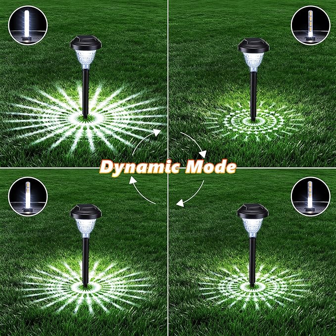 Joomer Solar Pathway Lights, 8Pack 10LED Solar Landscape Lights with Auto Lighting Sense & 2 Modes, Waterproof Outdoor Walkway Light, White Cascading Garden Light for Yard, Patio, Lawn, Driveway