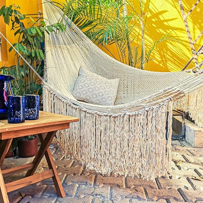 Novica Handmade Ivory Cascade Cotton Rope Hammock (Double)