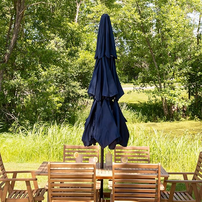 Sunnydaze Outdoor Umbrella for Patio - Vented 3-Tier Outdoor Patio Umbrella - Wind-Resistant, Tilt and Crank - For Pool, Garden, or Yard