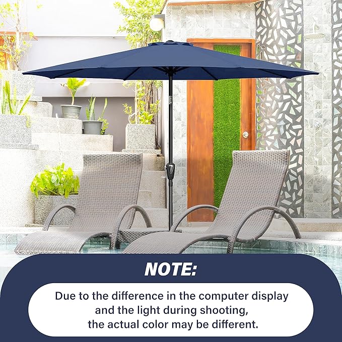 YSSOA 9' Patio Umbrella Replacement Canopy Only for 8 Ribs, Dark Blue