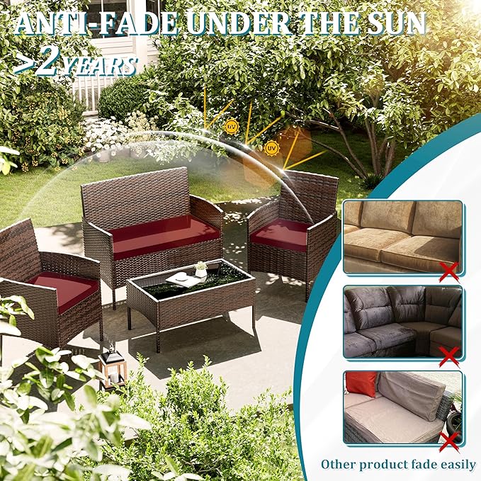 3 Pack of Outdoor Seat Cushion Replacement Set Suitable for 4 Pieces of Wicker Rattan Furniture Terrace Guest Set Sofa Chair (36x18x2, 18x18x2), Only Cover