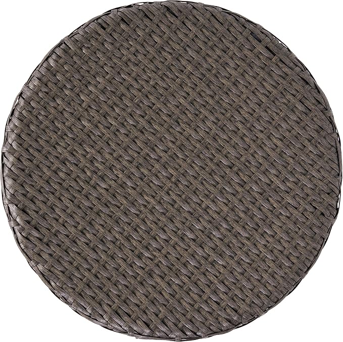 Rattan Side Table Round Small Coffee Table French Country Rustic Wicker Side Table End Table for Indoor Outdoor Patio Living Room Light Grey