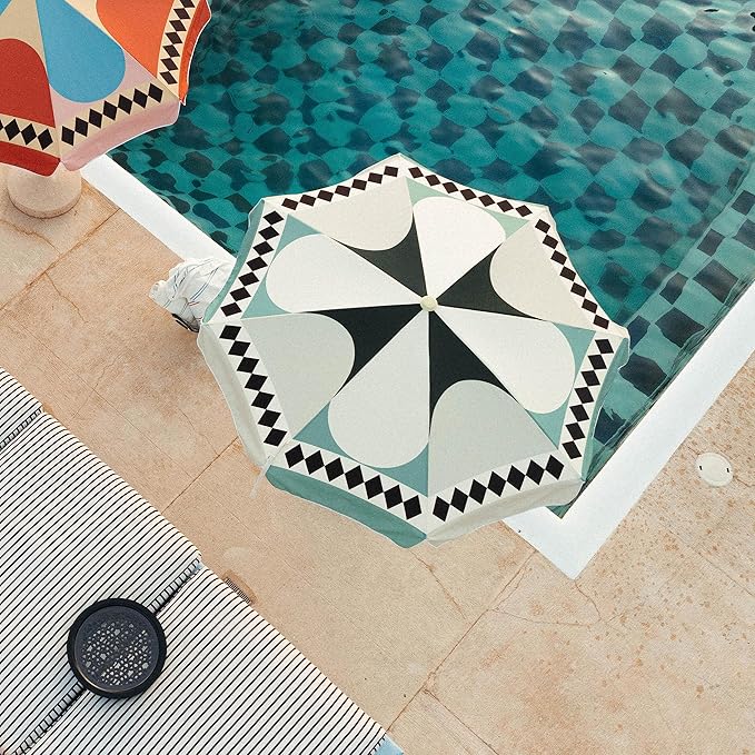 Business & Pleasure Co. Amalfi Umbrella - 7.2' Boho Beach Umbrella - Sturdy Yet Lightweight - UPF 50+ UV-Resistant Canvas