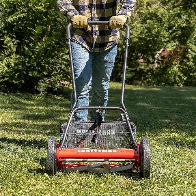Craftsman 1816-16CR 16-Inch 5-Blade Push Reel Lawn Mower with Grass Catcher, Red