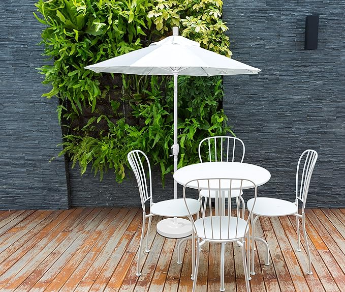 California Umbrella 9' Round Aluminum Market Umbrella, Crank Lift, Push Button Tilt, White Pole, Cilantro