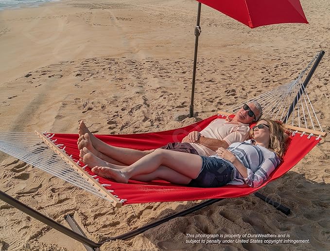 Classic All-Weather Outdoor Hammock with Pillow Sunbrella® Fabric Deluxe Size (Canvas Jockey Red (#5403-0000))