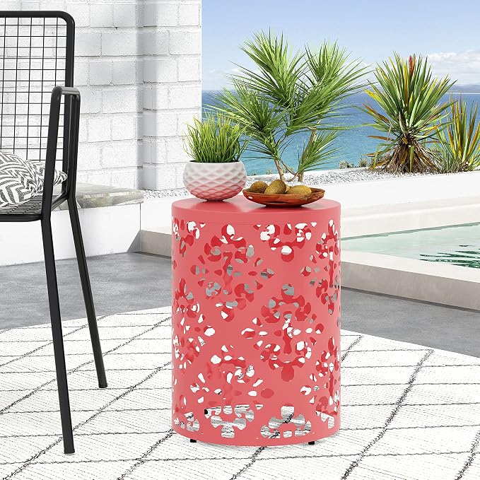 Christopher Knight Home Mathena Outdoor Side Tables - Dark Coral
