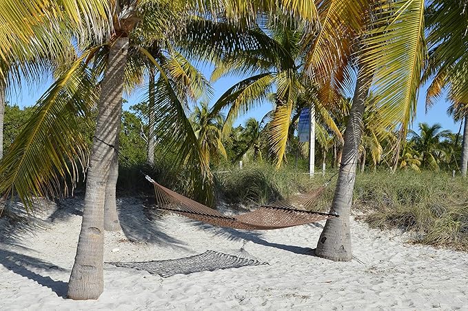 Caribbean Rope Hammock - 55 Inch - Soft-Spun Polyester (Mocha)
