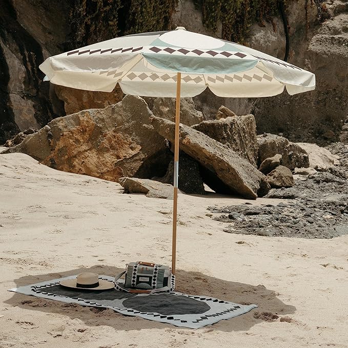 Business & Pleasure Co. Amalfi Umbrella - 7.2' Boho Beach Umbrella - Sturdy Yet Lightweight - UPF 50+ UV-Resistant Canvas