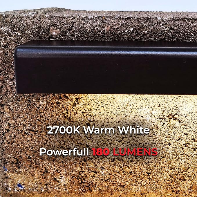 LUMENGY 7 Inch 2W LED Hardscape Light, 2700K Warm White, Easy Replaceable Feature, Includes 3 Mounting Plates for Outdoor Steps, Retaining Walls and Paver Steps, 12V, Black Finish