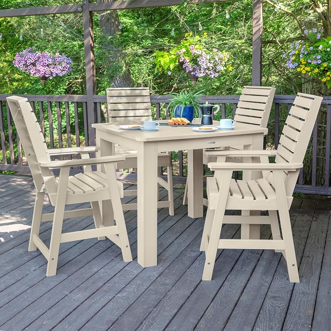 highwood 5-Piece Weatherly Square Counter Height Dining Set, 42 by 42-Inch, Whitewash (AD-CNW44-WAE)