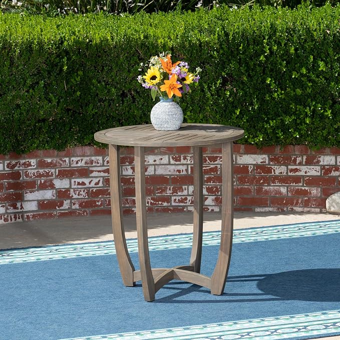 Christopher Knight Home Andria Outdoor Acacia Wood Bistro Table, Gray Finish
