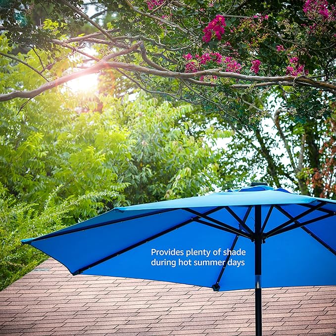 Trademark Innovations Deluxe Solar Powered LED Lighted Patio Umbrella - 9'