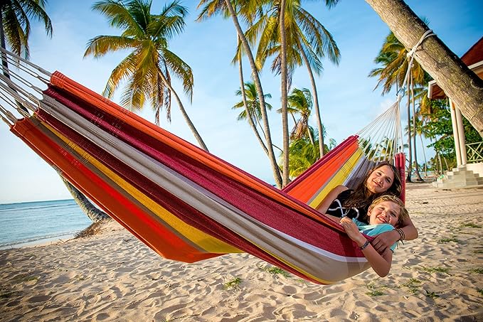 BYER OF MAINE Barbados Hammock, Authentic Brazilian, Acerola, Recycled Cotton/Polyester Blend, 134" L x 58" W, Holds up to 330lbs