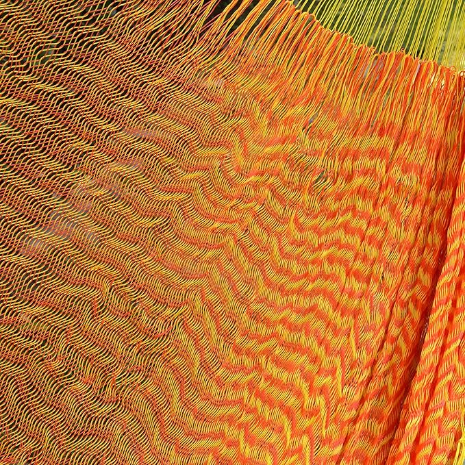 NOVICA Bright Orange Yellow Hand Woven Nylon Mayan 2 Person XL Rope Hammock, 'Daffodil Dreams' (Double)