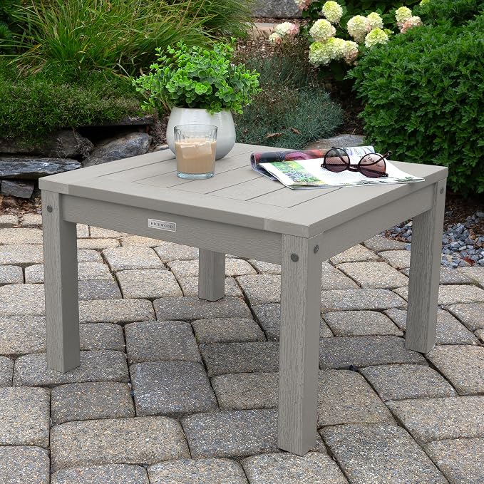 Highwood AD-KITCHGL2-HGR 2 Lehigh Garden Chairs with 1 Square Side Table 3-Piece Set, Harbor Gray