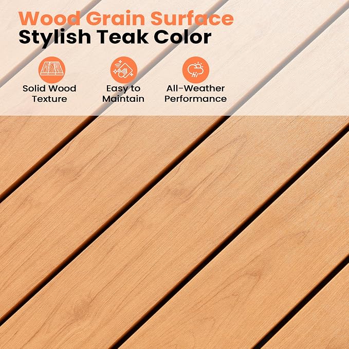 Pellebant 11 Piece Patio Table and Chairs Set, Aluminum Outdoor Dining Set with Umbrella Hole, 94" Dining Table & Stackable Chairs, Weather Resistant Teak Wood Grain Finish for Deck, Porch, Backyard