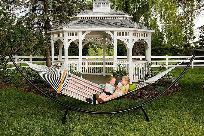 Vivere Fade and Weather-Resistant Quilted Hammock with Spreader Bars - 450 lb Weight Capacity
