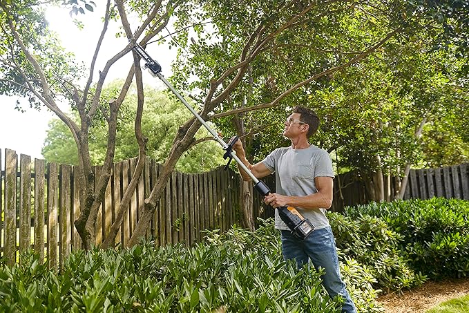 WORX WG186 40V Nitro Power Share Cordless Attachment-Capable Driveshare 15" String Trimmer with WA0222 40V Nitro Driveshare Pole Saw Attachment