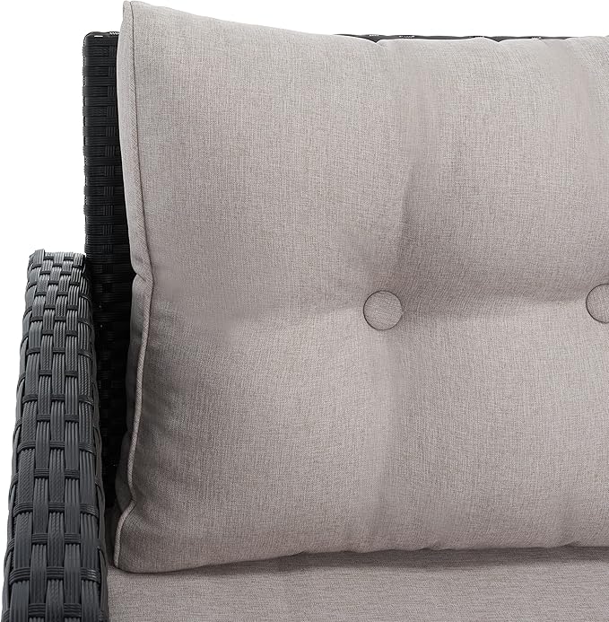 SAFAVIEH Outdoor Collection Vellor Black/Light Grey Cushion 4-Piece Conversation Patio Set