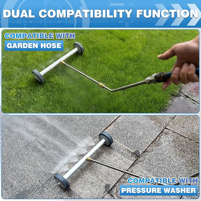 M MINGLE Pressure Washer Water Broom, 13 Inch Water Broom for Garden Hose and Pressure Washer, Sweep Driveway, Multi-Use for Sidewalk, Deck, Garden, 4000 PSI
