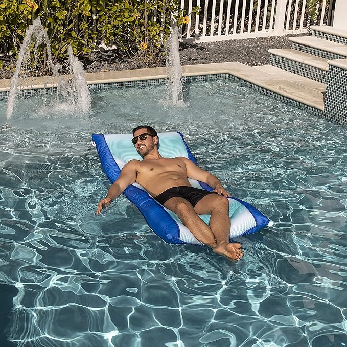 Big Joe Kona Hammock No Inflation Needed Pool Lounger with Headrest, Quick Draining Fabric, 4 feet Big