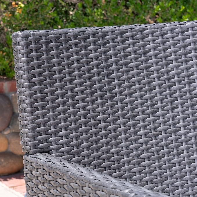 Christopher Knight Home Kirby Outdoor 5 Piece Wood and Wicker Dining Set, Gray Finish/Gray