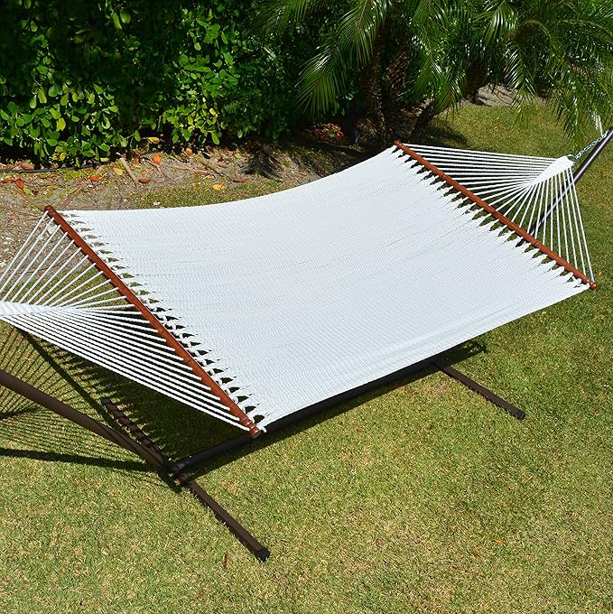 Jumbo Caribbean Hammock and Metal Tribeam Stand (White)