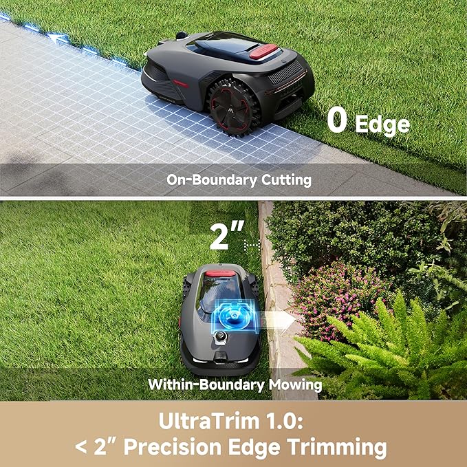 MOVA LiDAX Ultra 1000 Robot Lawn Mower Wire Free for 1/4 Acre, RTK-Free+360° 3D LiDAR+AI Vision Auto Mapping, Zero-Edge Cutting, Cutting Height 1.2"-3.9", 45% Slope, Up to 150 Managed Zones Dual Maps