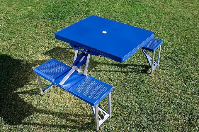 PICNIC TIME NFL Picnic Table Portable Folding Table with Seats and Umbrella