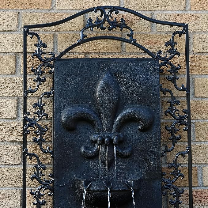 Sunnydaze French Lily 33" Outdoor Wall Water Fountain with Pump - Lead - Electric