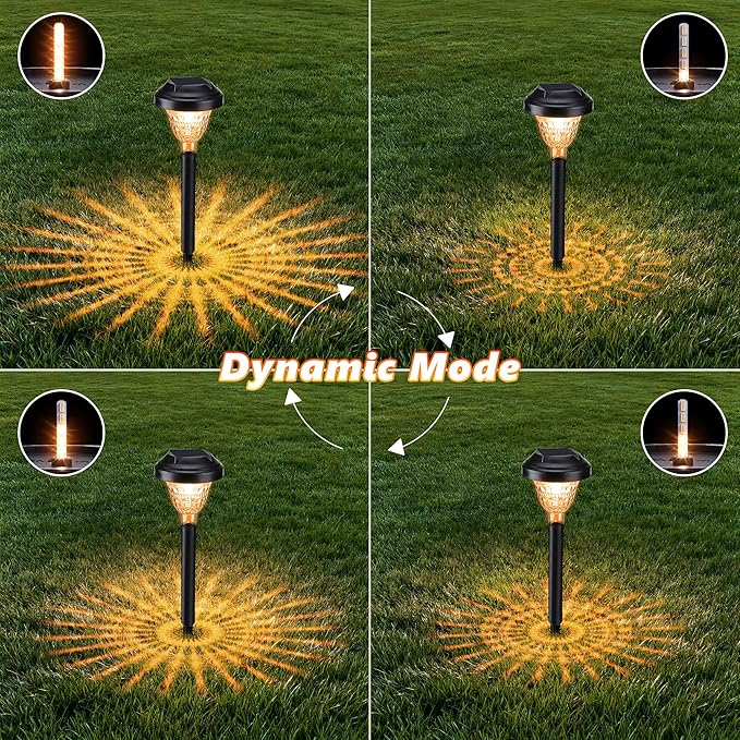 Joomer Solar Pathway Lights, 8Pack 10LED Solar Landscape Lights with Auto Lighting Sense & 2 Modes, Waterproof Outdoor Walkway Light, Warm White Cascading Garden Light for Yard, Patio, Lawn, Driveway