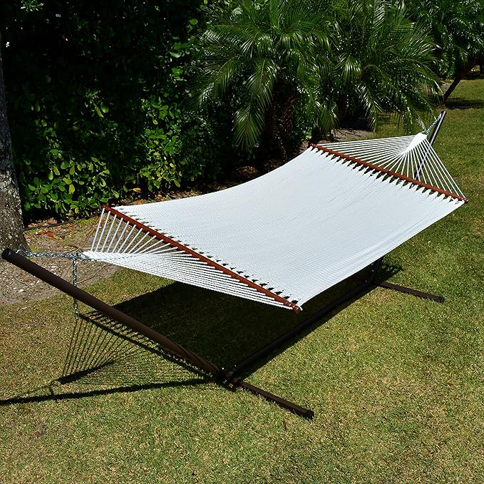 Jumbo Caribbean Hammock - 55 Inch - Soft-Spun Polyester - White