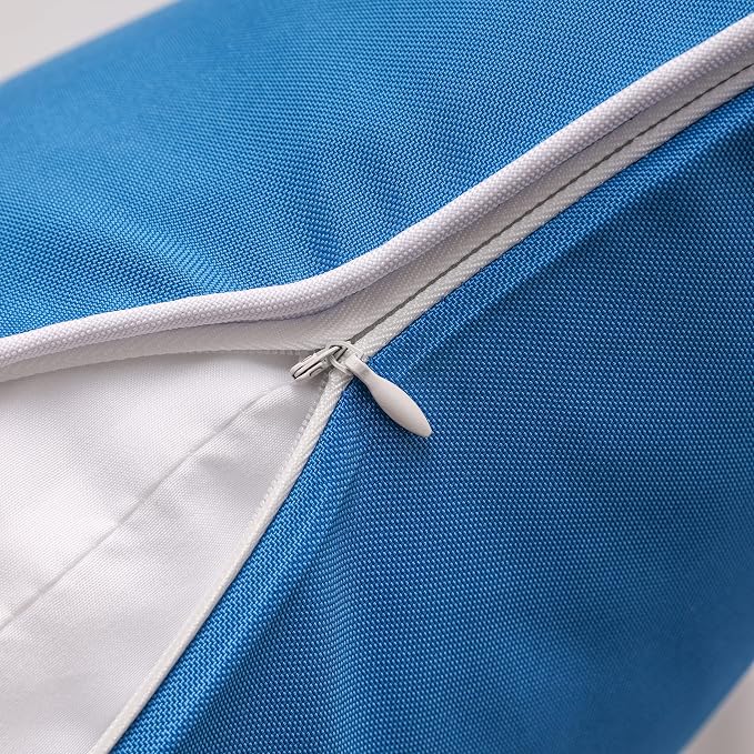 Phantoscope Pack of 2 Outdoor Waterproof Solid Throw Decorative Pillow Cover Decorative Square Outdoor Pillows Cushion Case Patio Pillows for Couch Tent, Blue 20x20 inches 50x50 cm