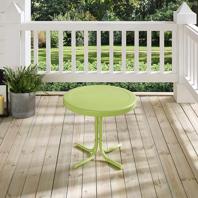 Crosley Furniture Griffith Weather Resistant Retro Metal Outdoor Side Table for Patio, Deck, Porch, Key Lime