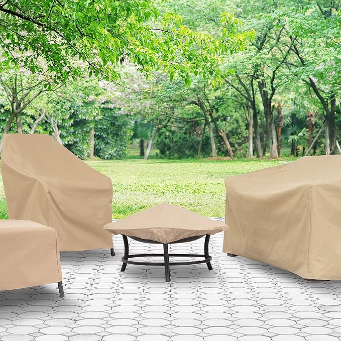 Modern Leisure Basics Patio Loveseat Cover, 55"L x 33"W x 38"H, Khaki