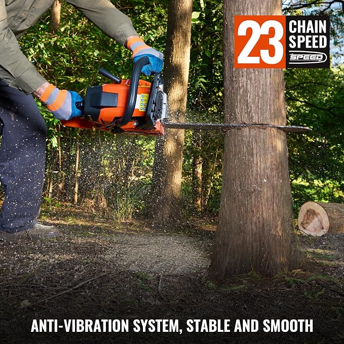 50CC Gas Powered Chainsaw With 2-Cycle Engine 20 &18 Inch Handheld Chain Saw Gas With Automatic Oiler For Tree Trimming Wood Cutting and Land Clearing