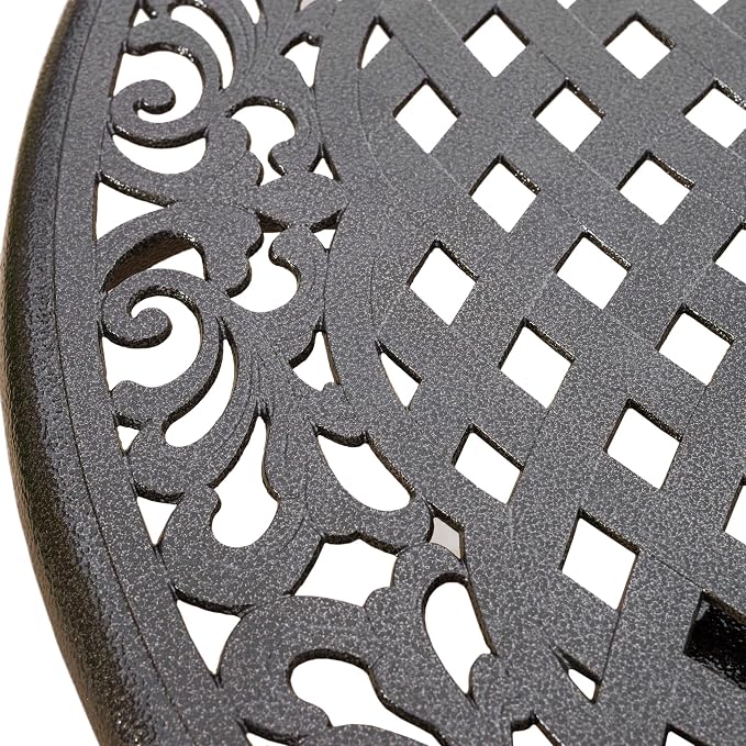 roomfitters 48in Outdoor Round Dining Table Cast Aluminum Patio Garden Table with Decorative Lattice Top, Bronze