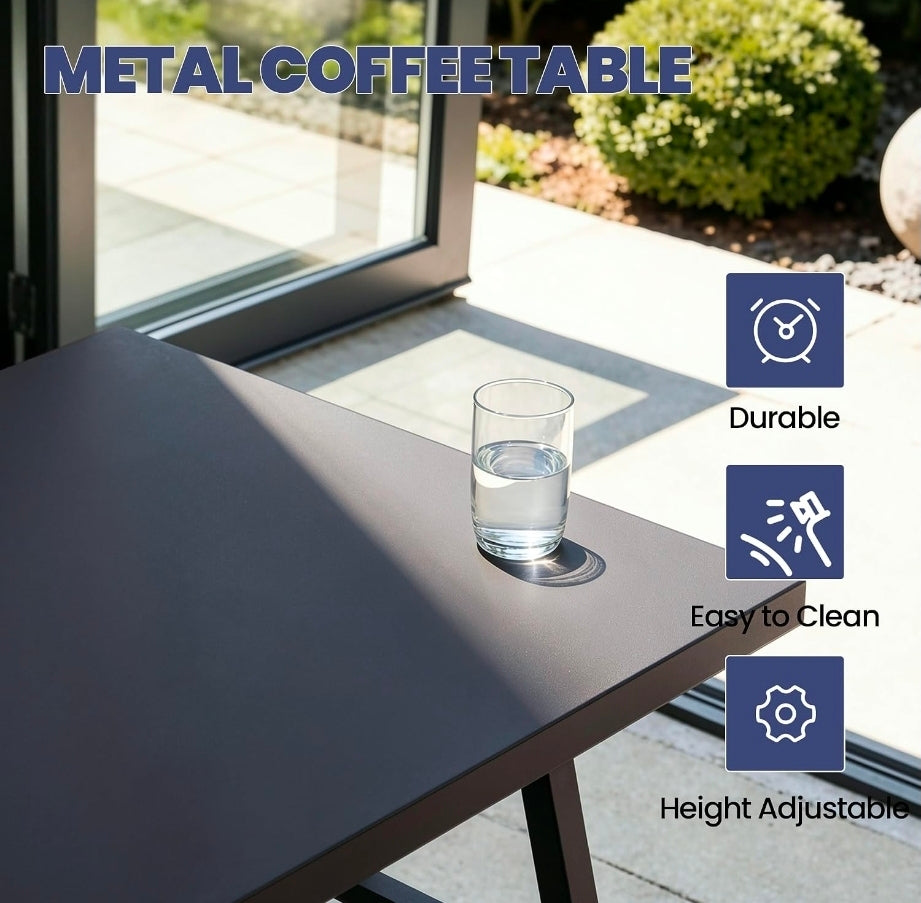 4 Piece Metal Outdoor Patio Furniture Set, Outdoor Sectional Sofa
All Weather Patio Conversation Set with 5" Thick Cushions and Coffee Table,Removable Cover,for Backyard,Porch,Balcony,Blue