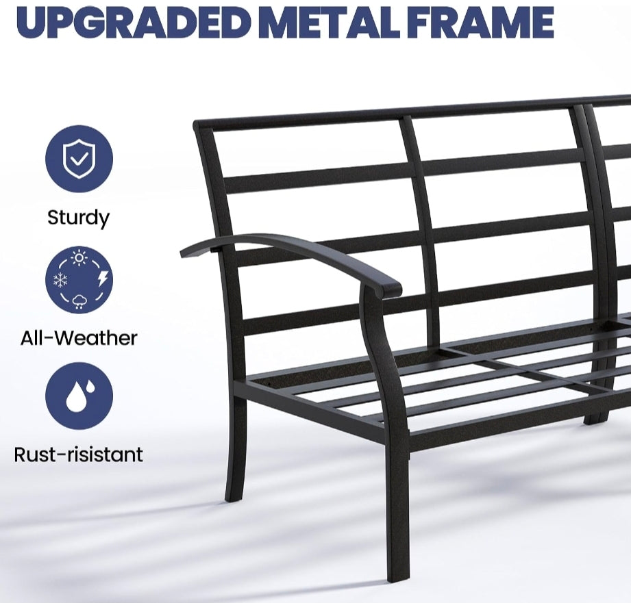 4 Piece Metal Outdoor Patio Furniture Set, Outdoor Sectional Sofa
All Weather Patio Conversation Set with 5" Thick Cushions and Coffee Table,Removable Cover,for Backyard,Porch,Balcony,Blue